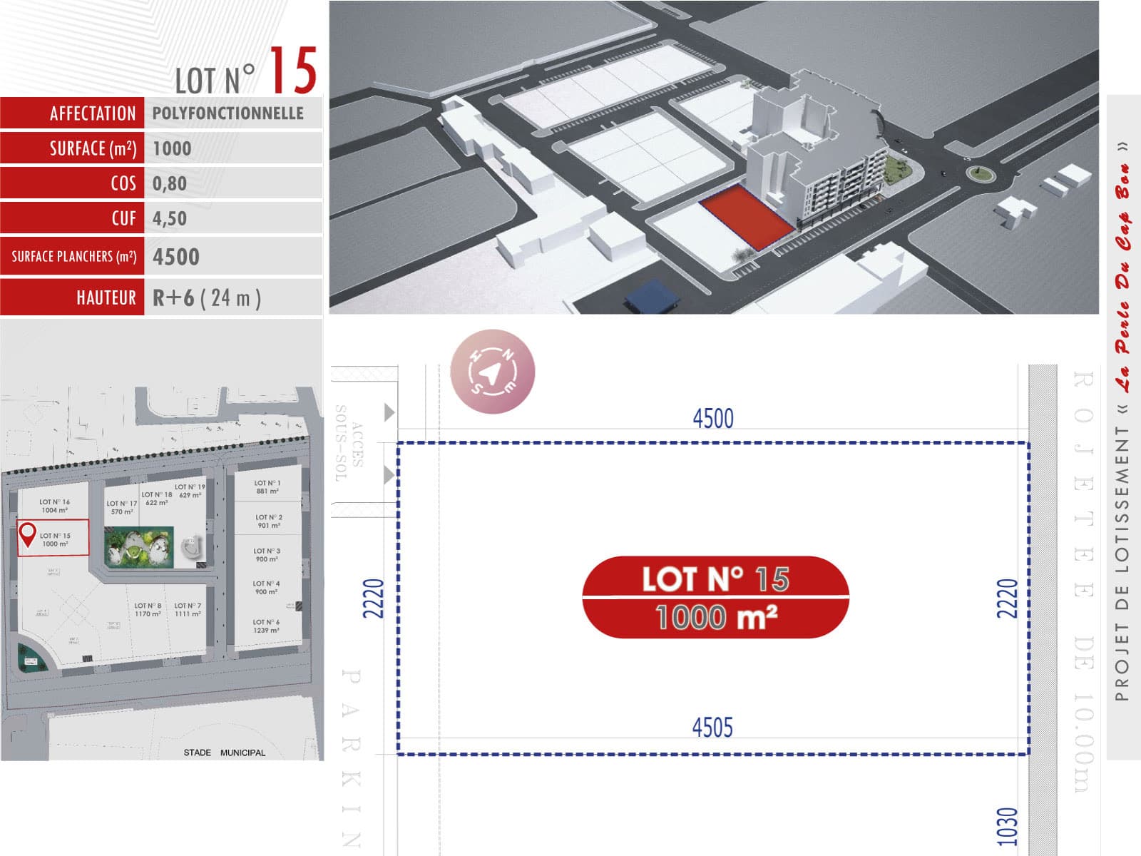 La Perle du Cap Bon — Lot N° 15 — 1 000 m²