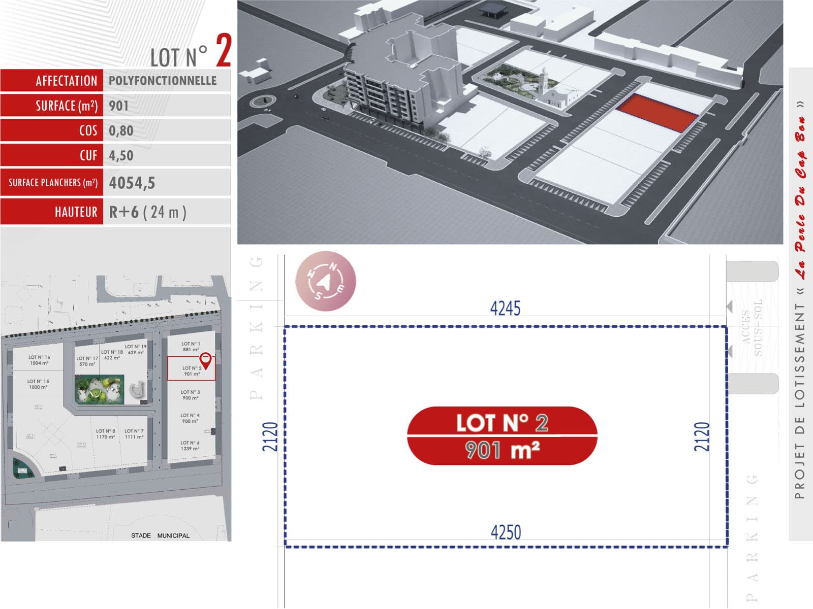 La Perle du Cap Bon — Lot N° 2 — 901 m²