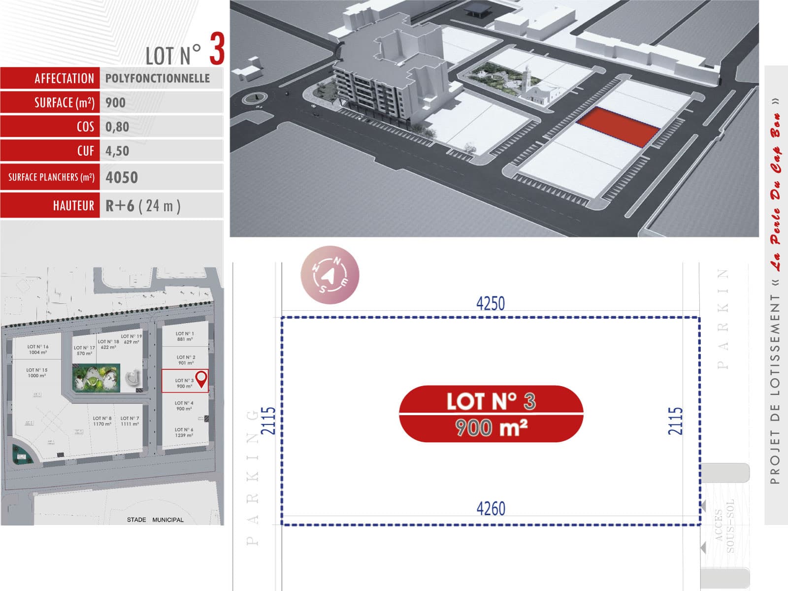 La Perle du Cap Bon — Lot N° 3 — 900 m²