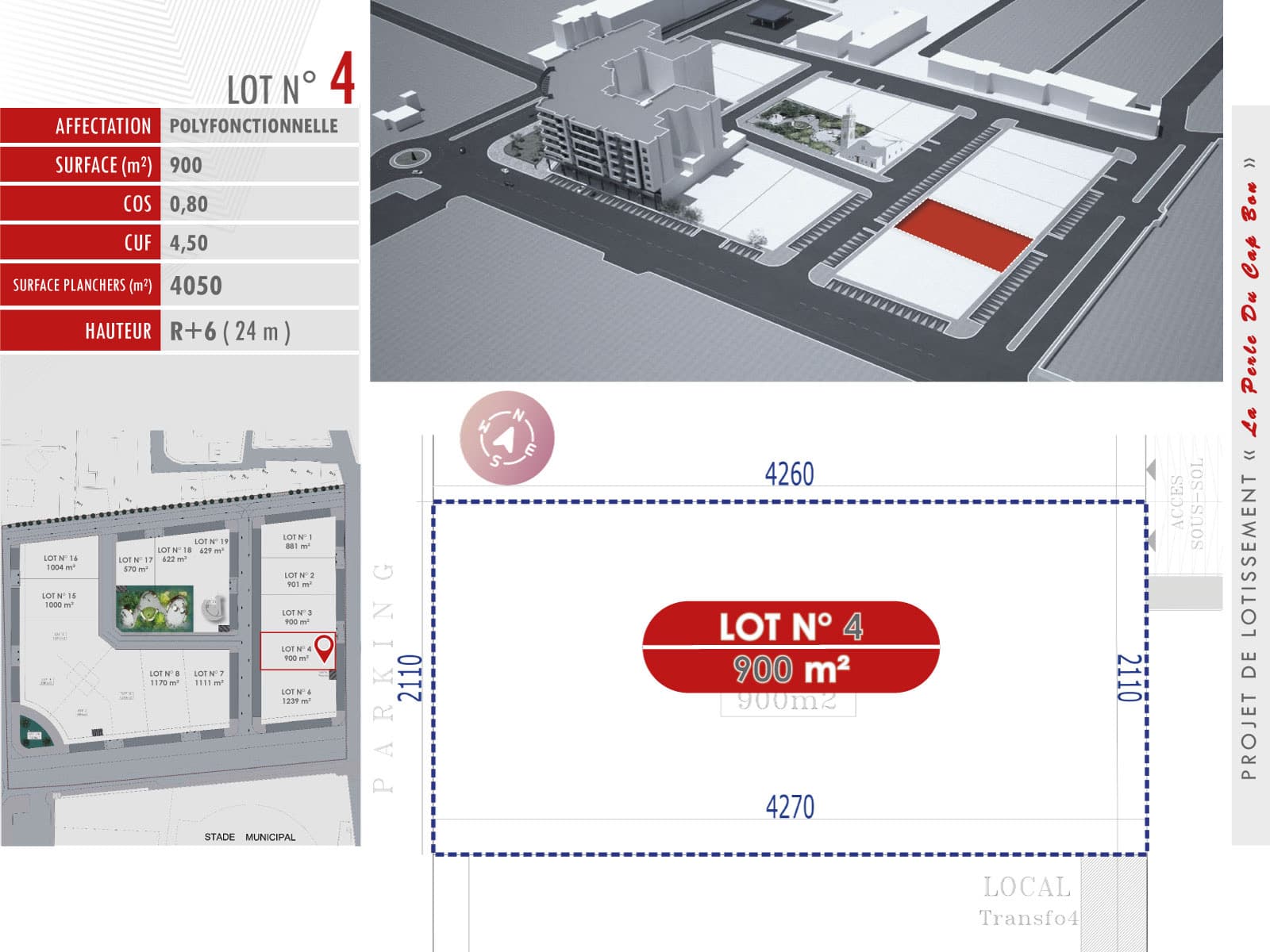 La Perle du Cap Bon — Lot N° 4 — 900 m²