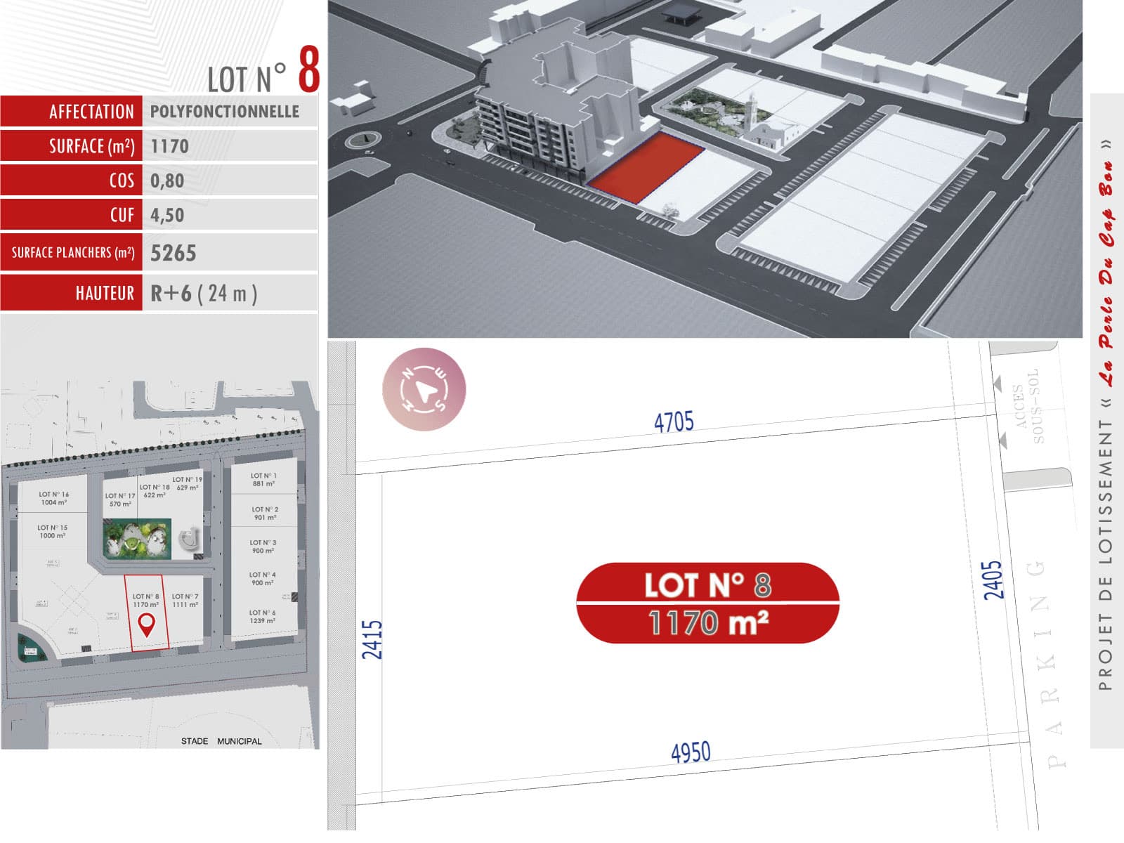 La Perle du Cap Bon — Lot N° 8 — 1 170 m²